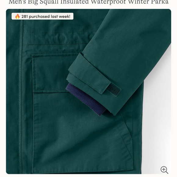 Lands End green Men’s Squall parka XL - Picture 8 of 9